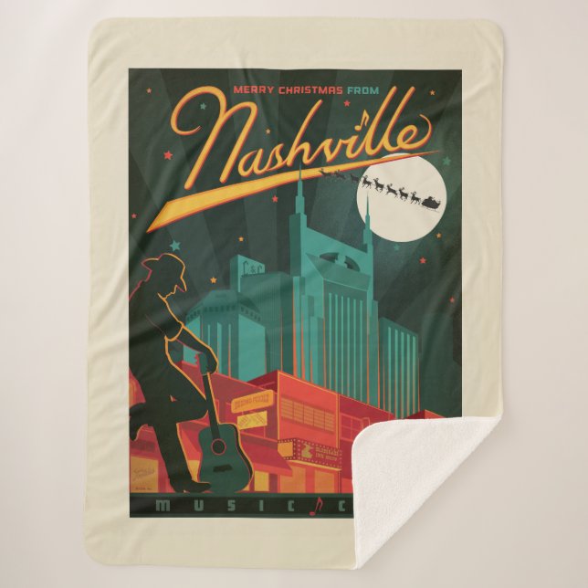Cobertor Sherpa Feliz Natal de Nashville (Frente)