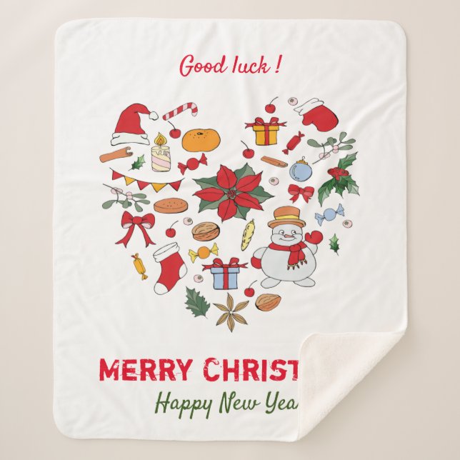 Cobertor Sherpa Feliz Natal e Ano Novo (Frente)