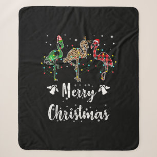 Cobertor Sherpa Feliz Natal Leopard Red Green Xadrez Flamingo