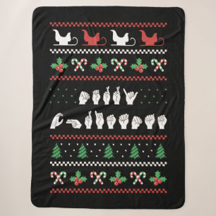 Cobertor Sherpa Feliz Natal - Língua de Sinais Americana I