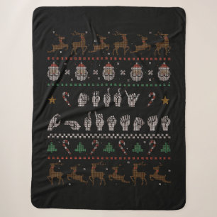 Cobertor Sherpa Feliz Natal - Língua de Sinais Americana II