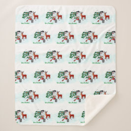 Cobertor Sherpa Feliz Natal! Neve com Amigos