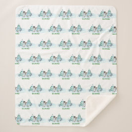 Cobertor Sherpa Feliz Natal! Neve com Cat e Puppy