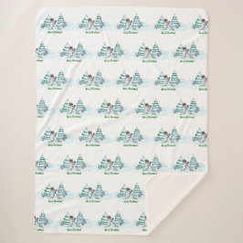 Cobertor Sherpa Feliz Natal! Neve com Cat e Puppy