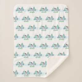 Cobertor Sherpa Feliz Natal! Neve com Cat e Puppy