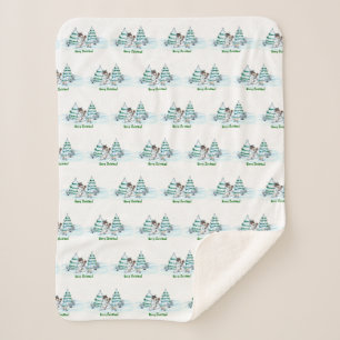 Cobertor Sherpa Feliz Natal! Neve com Cat e Puppy