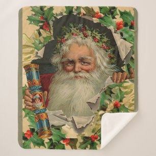 Cobertor Sherpa Feliz Natal Papai Noel Holly