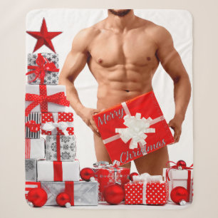 Cobertor Sherpa Feliz Natal SlipperyJoe prata branca