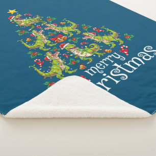 Cobertor Sherpa Feliz Natal T Rex Boys Crianças Árvore de Natal Re