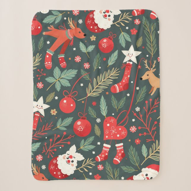 Cobertor Sherpa Feliz Natal Whimsy (Frente)