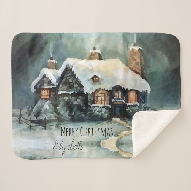 Cobertor Sherpa Feliz Natal Y Todos Maravilhosos Noite de Inverno (Frente (Horizontal))