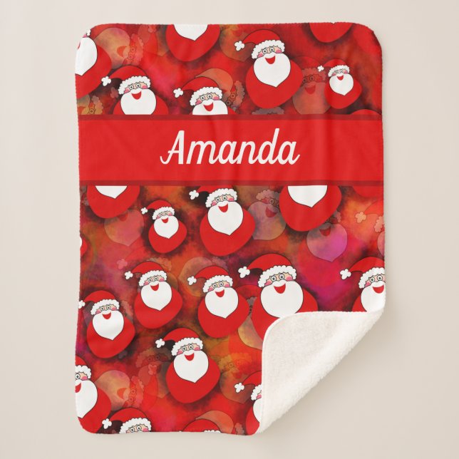 Cobertor Sherpa Feliz Pai Natal Sem Olhos (Frente)