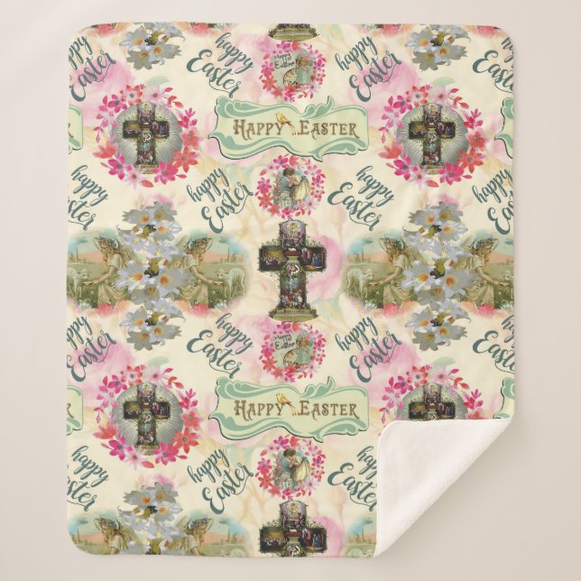 Cobertor Sherpa Felz pascoa Jesus Resurecciation Angel Wredies (Frente)