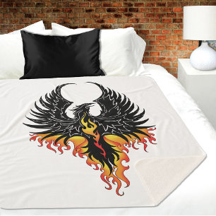Cobertor Sherpa Fênix Ardente Ascendente Pássaro de Fogo Chamas Tr