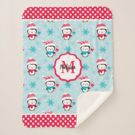 Cobertor Sherpa Feriado de Natal Bonito do Monograma