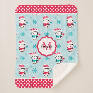 Cobertor Sherpa Feriado de Natal Bonito do Monograma