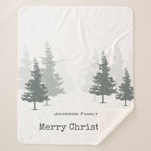 Cobertor Sherpa Feriado de Natal em Pine Forest (Frente)