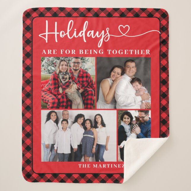Cobertor Sherpa Feriados de Colagem de Fotos da Família por estare (Frente)