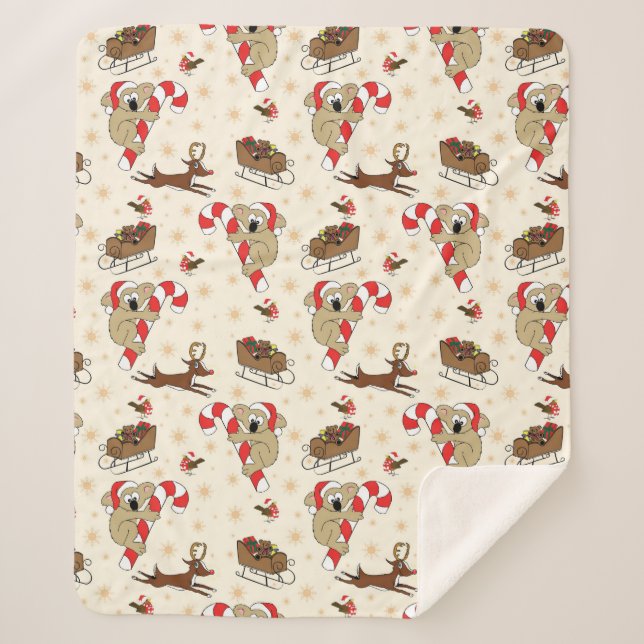 Cobertor Sherpa Feriados felizes para Papais noeis bonitos (Frente)