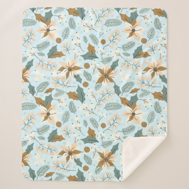 Cobertor Sherpa Férias de inverno em Poinsettia (Frente)