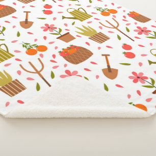 Cobertor Sherpa Ferramentas de jardinagem e plantas sem costura