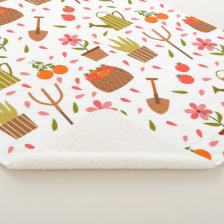 Cobertor Sherpa Ferramentas de jardinagem e plantas sem costura