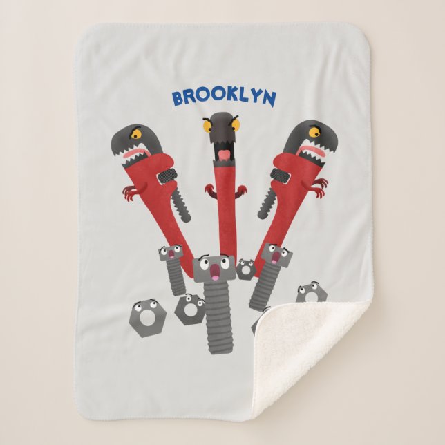 Cobertor Sherpa Ferramentas engraçadas de monstro de wrench (Frente)