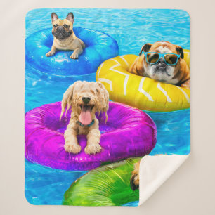 Cobertor Sherpa Festa da Piscina dos Cachorros