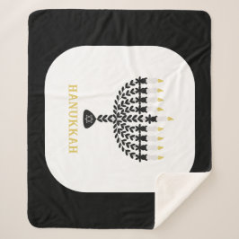 Cobertor Sherpa Festival Simples de Luzes Menorah Hanukkah