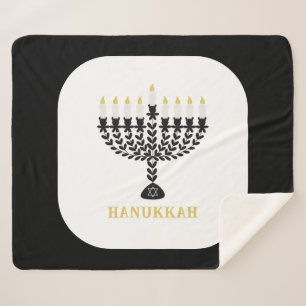 Cobertor Sherpa Festival Simples de Luzes Menorah Hanukkah