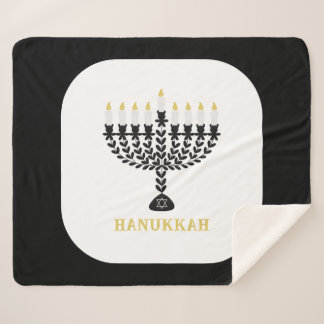 Cobertor Sherpa Festival Simples de Luzes Menorah Hanukkah