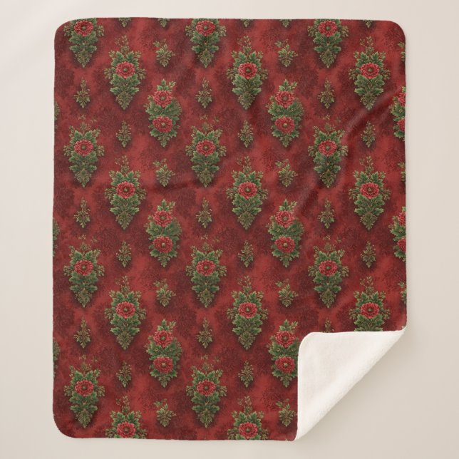 Cobertor Sherpa Festive Damask  (Frente)