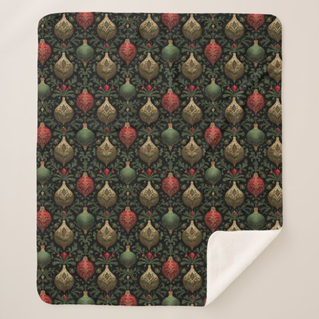Cobertor Sherpa Festive Damask  (Frente)