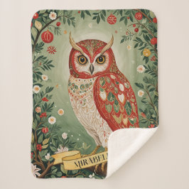 Cobertor Sherpa Festivo Foliage Owl Personalizado