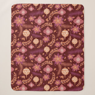 Cobertor Sherpa Festivo Poinsettia Natal Sherpa Blanket