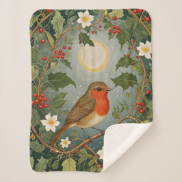 Cobertor Sherpa Festivo Robin e Holly