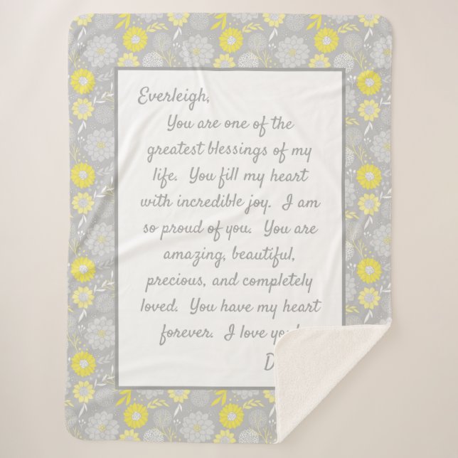 Cobertor Sherpa Filha Orgulhosa de Você (Frente)