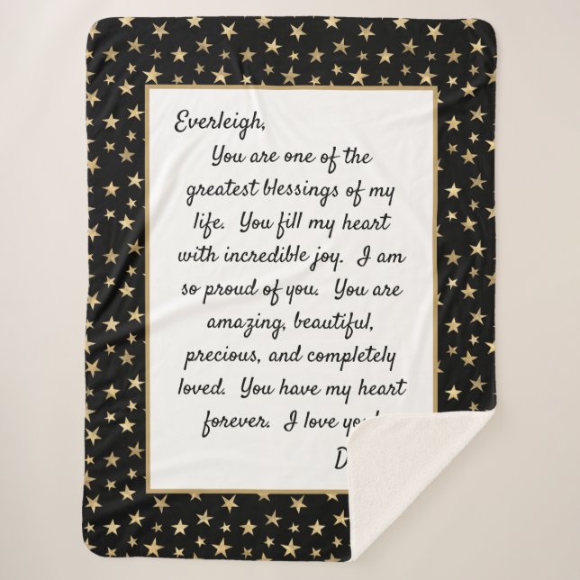 Cobertor Sherpa Filha Orgulhosa de Você (Frente)