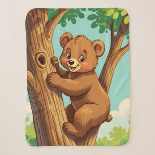 Cobertor Sherpa Filhote de urso fofo subindo em uma árvore