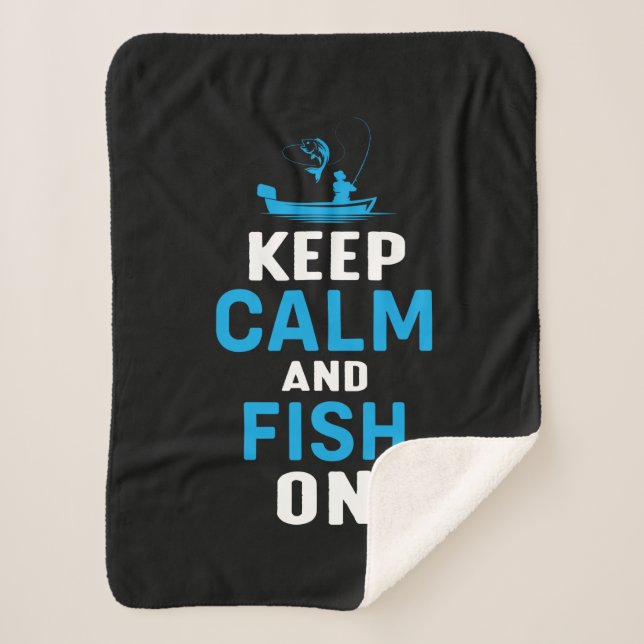 Cobertor Sherpa Fisher Gift Keep Calm And Fish On (Frente)