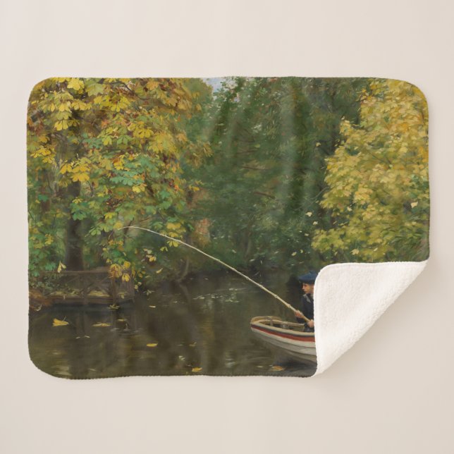 Cobertor Sherpa Fisheries Boy (por Hans Andersen Brendekilde) (Frente (Horizontal))