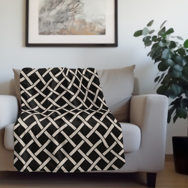 Cobertor Sherpa Fita Negra e de Marfim | Farmhouse Moderna (Criador carregado)