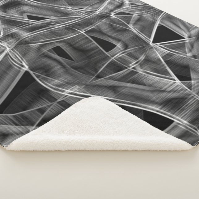 Cobertor Sherpa Fitas curvas de cinza, contrastadas por linhas gra (3/4)