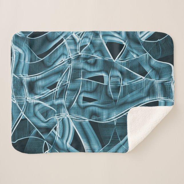 Cobertor Sherpa Fitas curvas, néon azul com alivio e sobreposição (Frente (Horizontal))