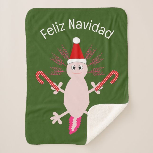 Cobertor Sherpa Fixe de Natal Axolotl Personalizado (Frente)
