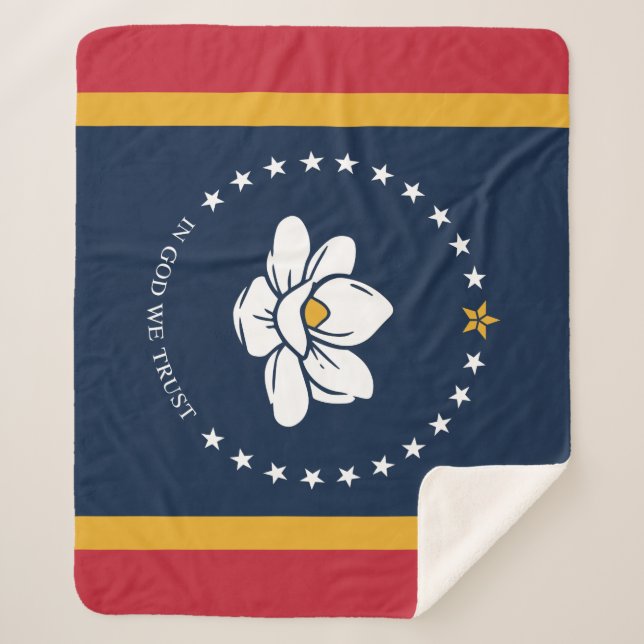 Cobertor Sherpa Flag do Mississippi - New Magnolia Flag (Frente)