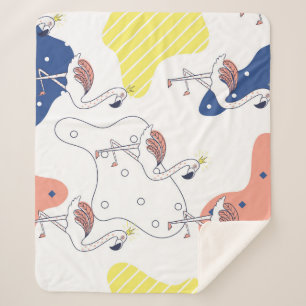 Cobertor Sherpa Flamingo Crown: Abstrato Vintage Sem Fios.