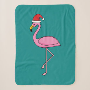 Cobertor Sherpa Flamingo de Natal com Santa Hat