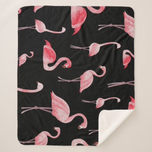 Cobertor Sherpa Flamingo Flock: Vintage Seamless Design