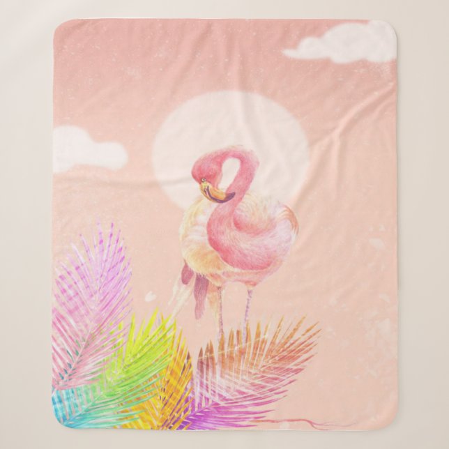 Cobertor Sherpa Flamingo Lovers | Pássaro Flamingo Cujo Pássaro Te (Frente)
